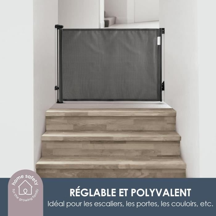Extra haute barriere de sécurité rétractable - DREAMBABY - 60 a 140 cm H90 cm - Noir