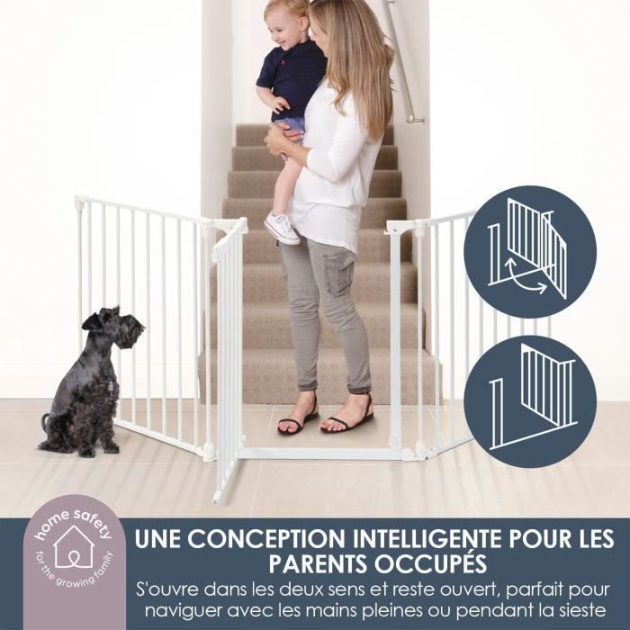 Barriere de sécurité enfant - Discovery 3 - DREAMBABY - 74,5 cm a 1,95 cm - Blanc
