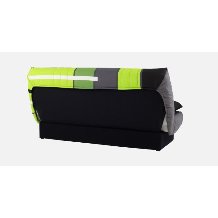 Canapé convertible clic clac 3 places - Tissu motif Piste vert - L 190 x P 92 cm - DREAM - Style Contemporain