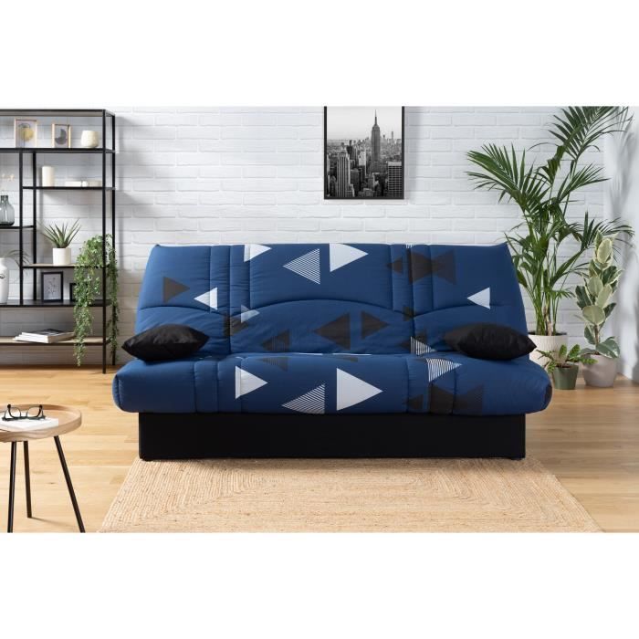 Banquette clic clac 3 places - tissu Bikini bleu - Style contemporain - L 190 x P 92 cm - DREAM