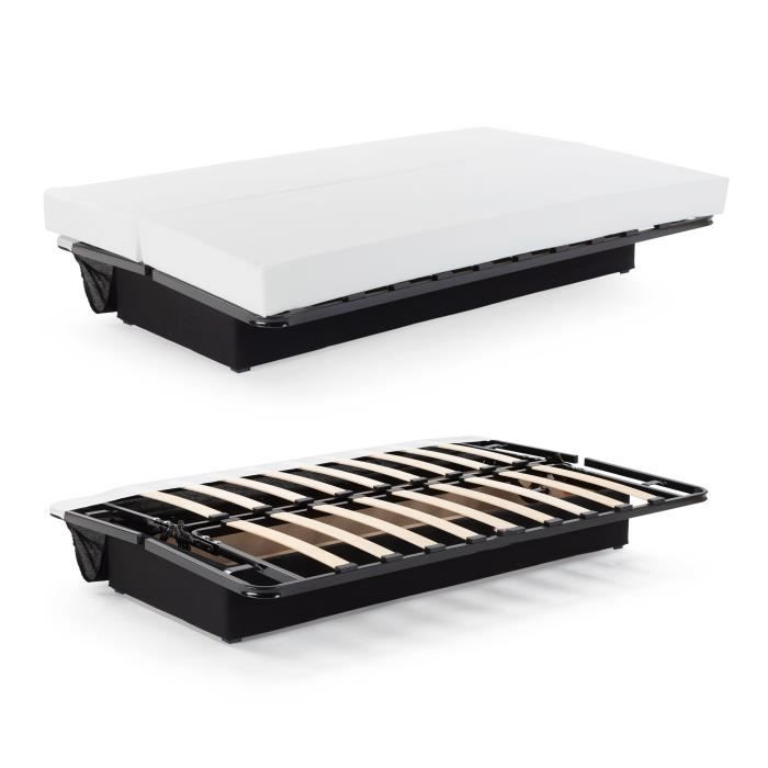 Canapé convertible clic clac 3 places - Tissu motif Bikini bleu - L 190 x P 92 cm - DREAM - Style Contemporain