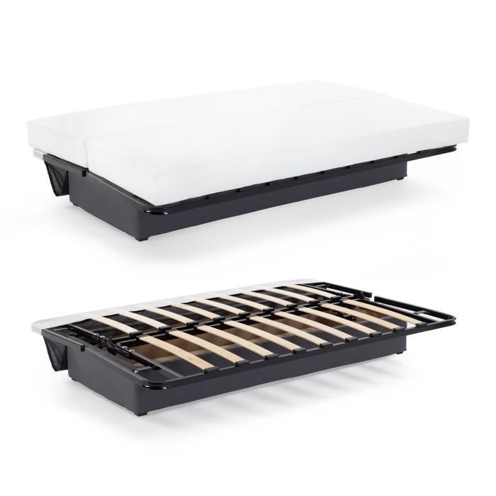 Banquette clic clac 3 places - tissu Bikini gris - Style contemporain - L 190 x P 92 cm - DREAM