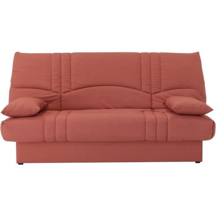 Canapé convertible clic clac 3 places - Tissu Terracotta - L 190 x P 92 cm - DREAM - Style Contemporain