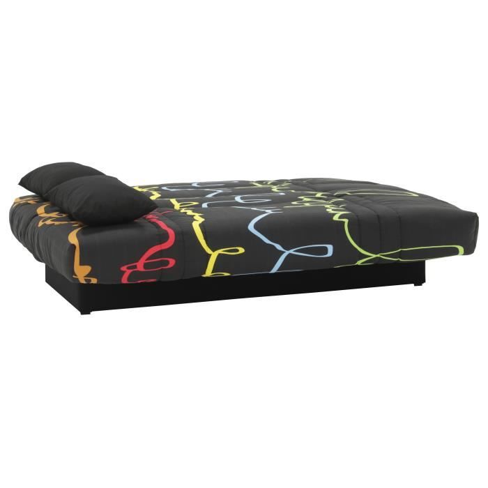 Canapé convertible clic clac 3 places - Tissu motif Graffiti - L 190 x P 92 cm - DREAM - Style Contemporain