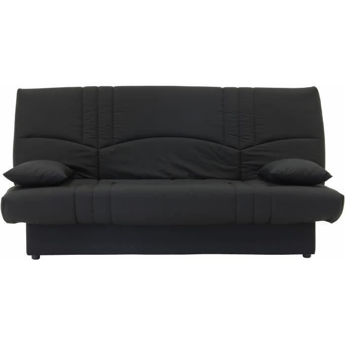 Canapé convertible clic clac 3 places - Tissu Noir - L 190 x P 92 cm - DREAM - Style Contemporain