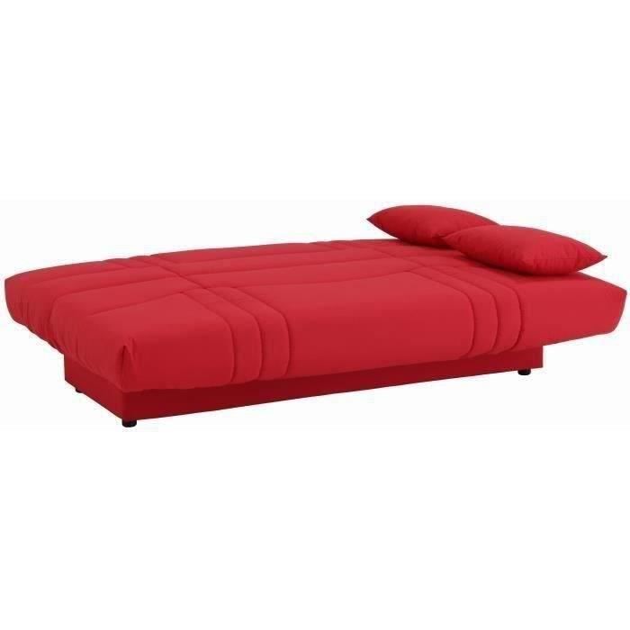 Canapé convertible clic clac 3 places - Tissu Rouge - L 190 x P 92 cm - DREAM - Style Contemporain