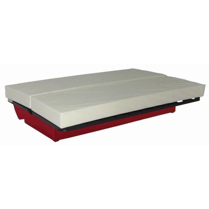 Canapé convertible clic clac 3 places - Tissu Rouge - L 190 x P 92 cm - DREAM - Style Contemporain