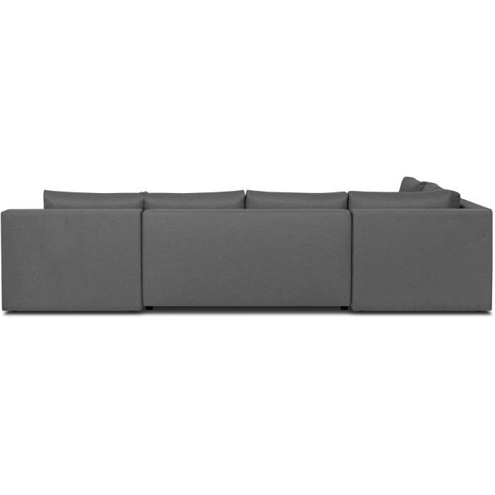 CanapÈ d'angle panoramique convertible - 7 places - INDIAN - Tissu 100% polyester - Gris - L360 x P228 cm