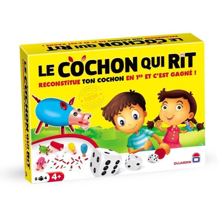 LE COCHON QUI RIT - PAR 4 - Jeu de société - DUJARDIN - Rassemblez votre cochon en lançant les dés dans ce jeu familial !