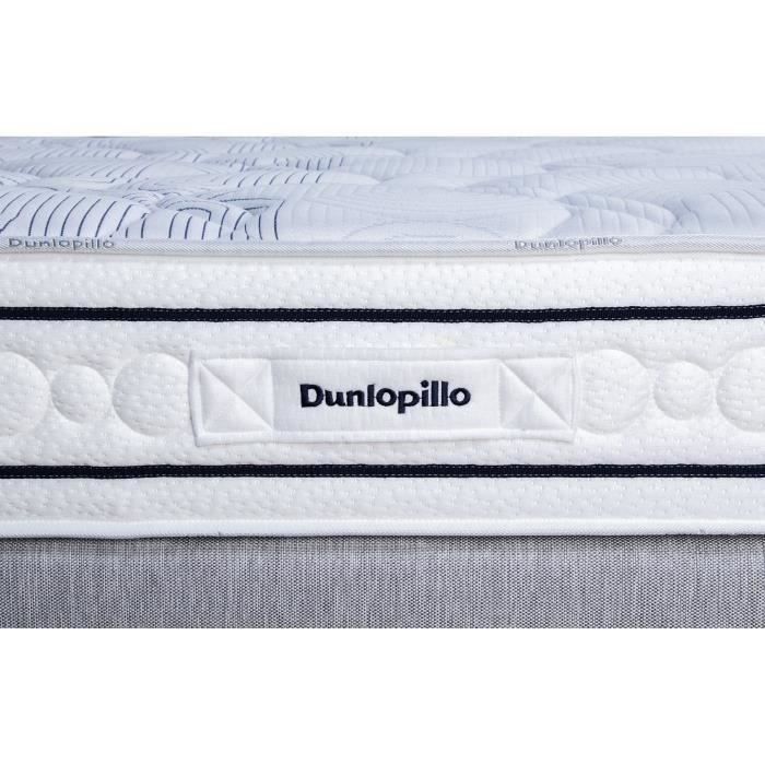 Matelas 90x190 marque DUNLOPILLO - Hauteur 20 cm Ressorts ensachés - Dunloflex - 5 zones - Soutien Equilibré - Fabriqué en France