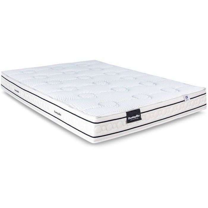 Matelas 180x200 marque DUNLOPILLO - Hauteur 21 cm Latex - Aération naturelle - 7 zones- Soutien Équilibré - Fabriqué en France