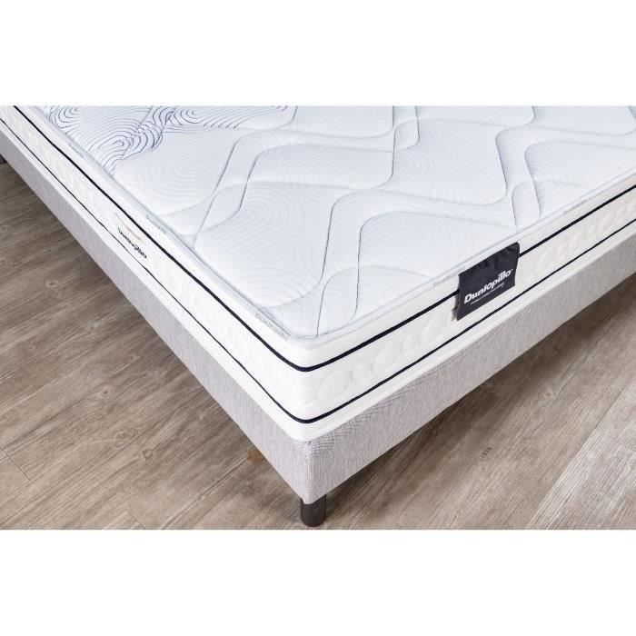 Ensemble matelas sommier 90x190 marque DUNLOPILLO - Hauteur 20 cm - Ressorts ensachés -5 zones - Equilibré - Fabriqué en France