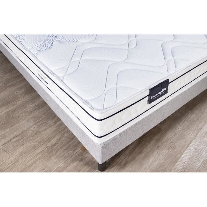 Ensemble matelas sommier 140x190 marque DUNLOPILLO - Hauteur 20 cm - Ressorts ensachés -5 zones - Equilibré - Fabriqué en France