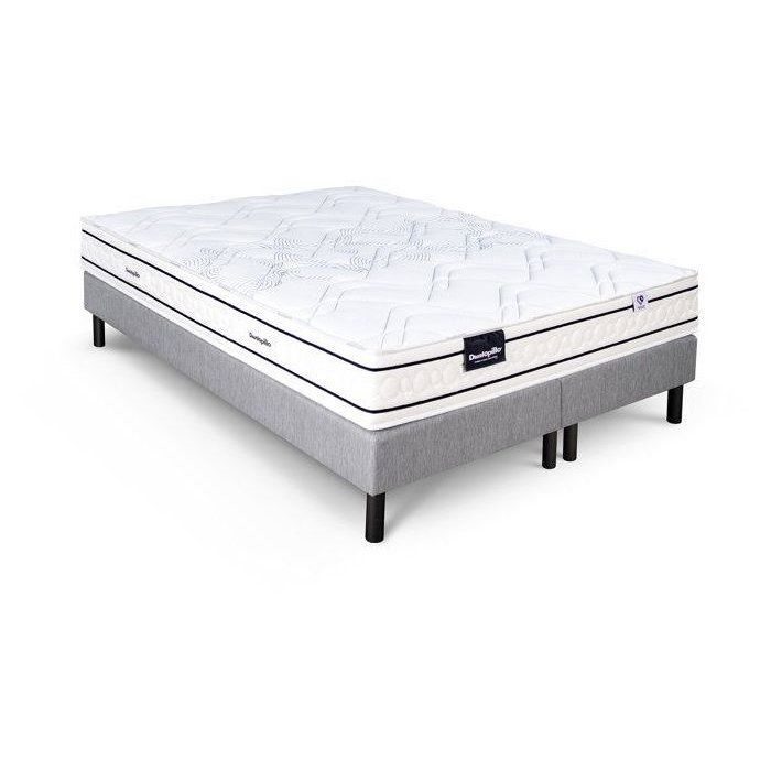 Ensemble matelas sommier 180x200 (2x90) marque DUNLOPILLO -Hauteur 20 cm - Ressorts ensachés -Soutien Equilibré - Fabriqué en France