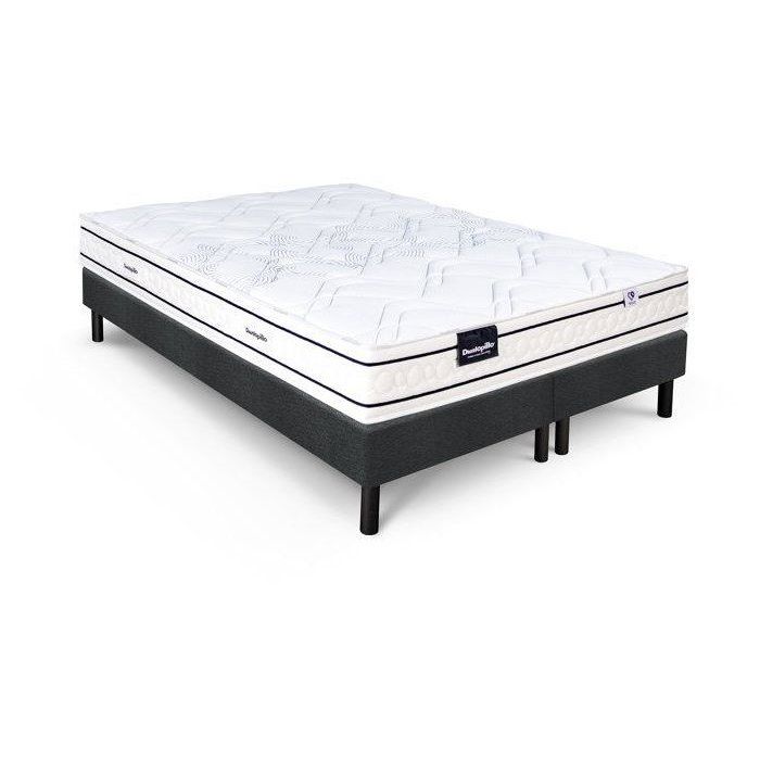 Ensemble matelas sommier 180x200 (2x90) marque DUNLOPILLO -Hauteur 20 cm - Ressorts ensachés -Soutien Equilibré - Fabriqué en France