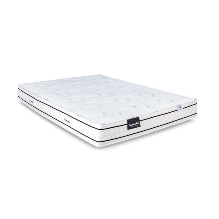 Ensemble matelas sommier 160x200 marque DUNLOPILLO Hauteur 21 cm- Latex -Aération -7 zones- Soutien Équilibré - Fabriqué en France