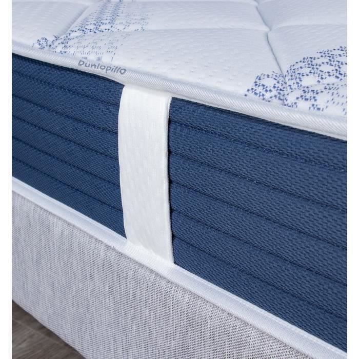 Ensemble matelas sommier 160x200marque DUNLOPILLO - Hauteur 18 cm - Mousse Aérial - Soutien Ferme - Fabriqué en France
