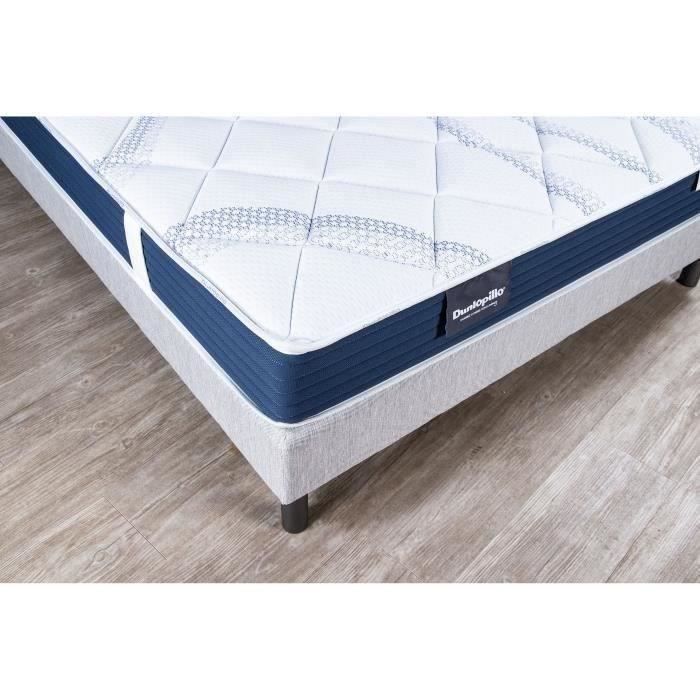 Ensemble matelas sommier 160x200 (2x80) marque DUNLOPILLO - Hauteur 18 cm - Mousse Aérial - Soutien Ferme - Fabriqué en France