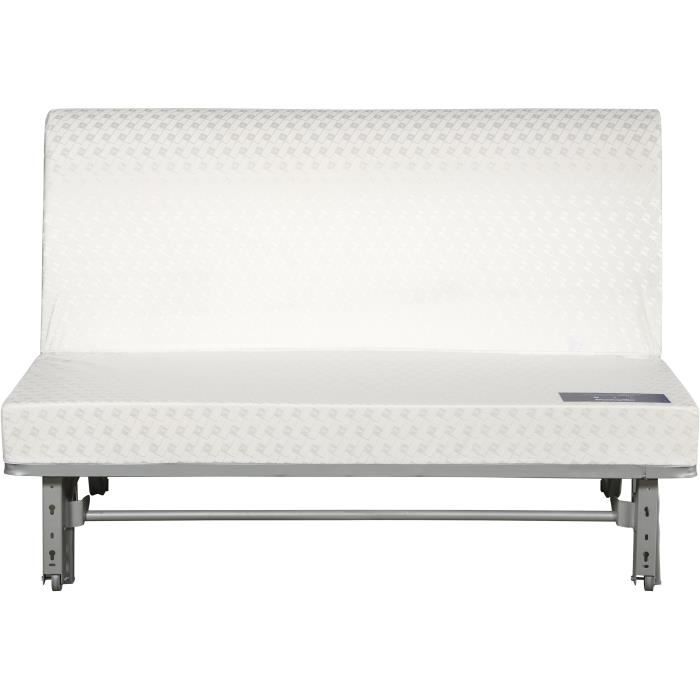 Banquette convertible BZ DUNLOPILLO- 2 places - Tissu gris - L 140 x H 94 x P 55 cm - PEARL