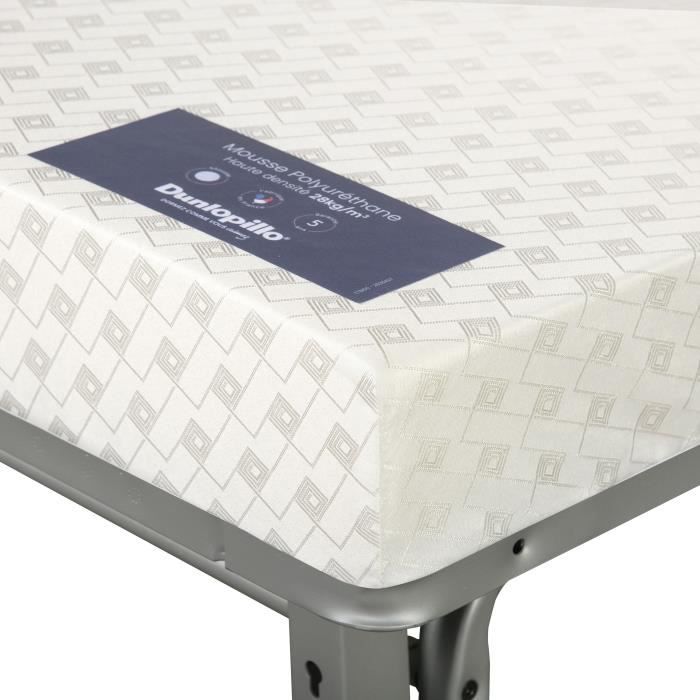Banquette convertible BZ DUNLOPILLO- 2 places - Tissu gris - L 140 x H 94 x P 55 cm - PEARL