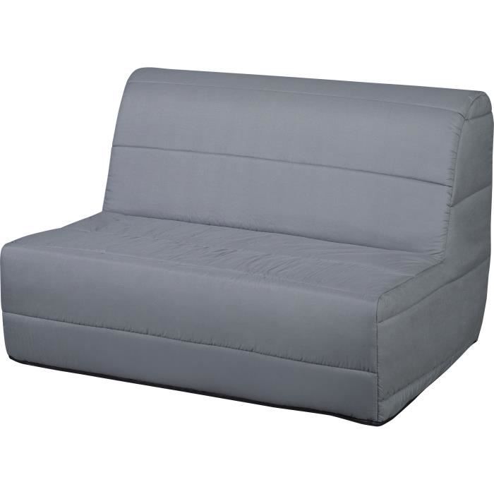 Banquette convertible BZ DUNLOPILLO- 2 places - Tissu gris - L 140 x H 94 x P 55 cm - PEARL