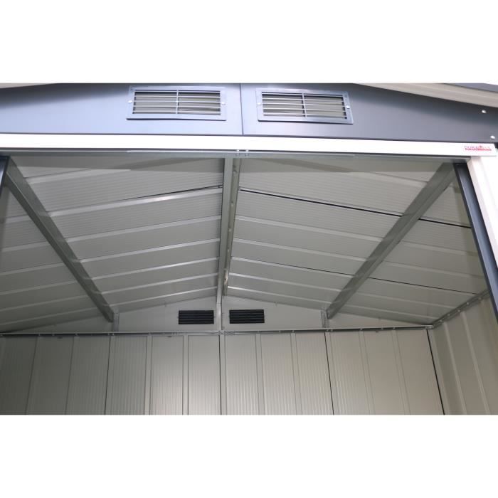 Abri de jardin en métal 4,77 m2 - DURAMAX - Kit d'ancrage inclus - Gris anthracite