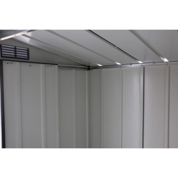 Abri de jardin en métal 3,68 m2 - Kit d'ancrage inclus - Gris anthracite
