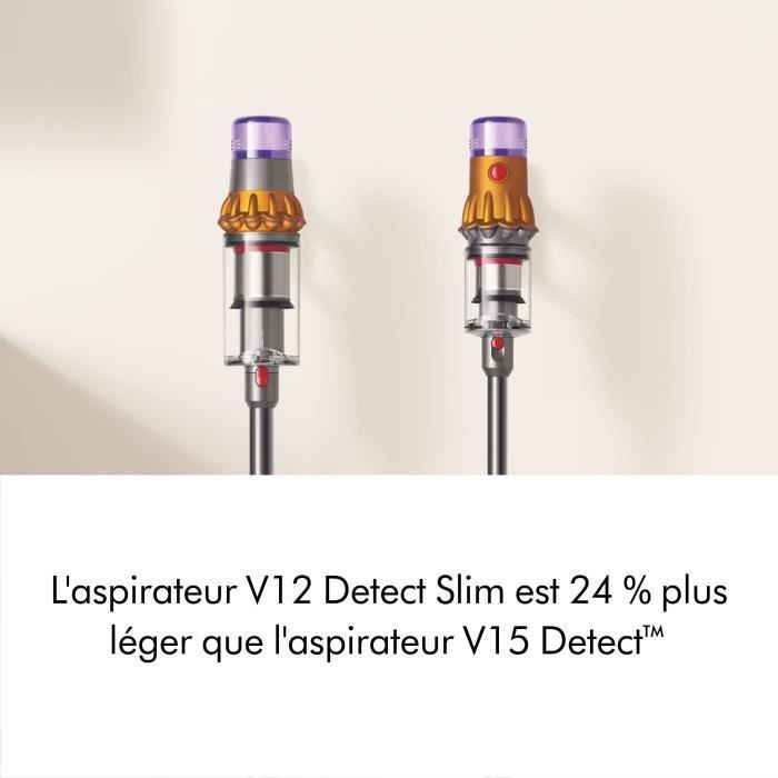 DYSON V12 Detect Slim Absolute - Aspirateur Balai sans fil - Puissance 150 AW - Contrôle de puissance - Brosse avec lumiere intégrée