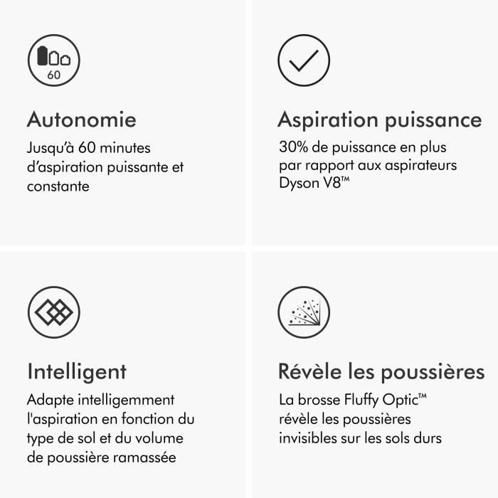 DYSON V12 Detect Slim Absolute - Aspirateur Balai sans fil - Puissance 150 AW - Contrôle de puissance - Brosse avec lumiere intégrée