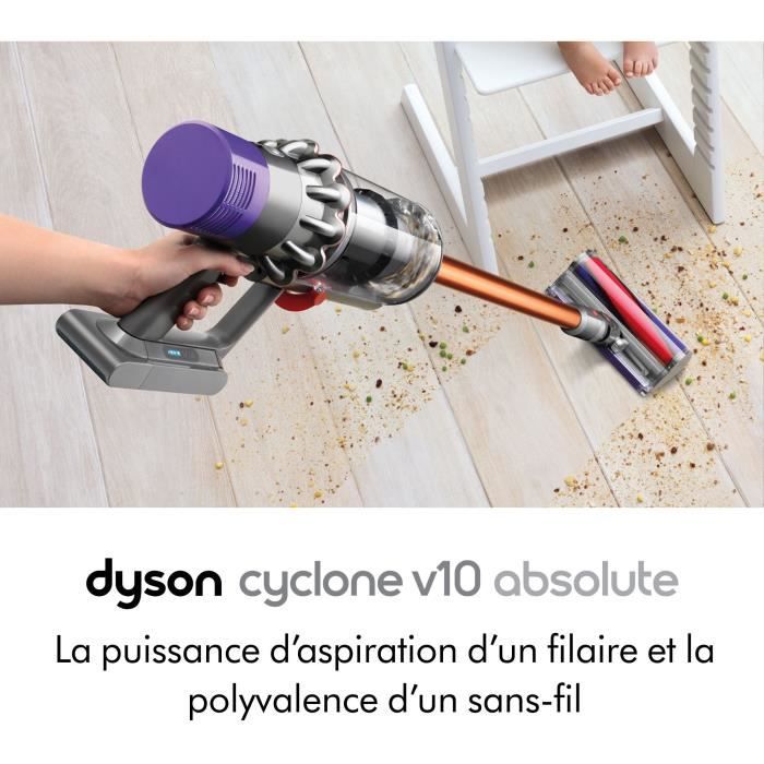 DYSON V10 Absolute - Aspirateur Balai sans fil - 525 Watts - Jusqu'a 125 000 trs/min