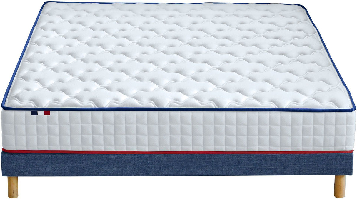 CONFORT DESIGN Amboise Ensemble Matelas et sommier 160 x 200 - Ep.20cm -Ressorts ensachés- Mousse 25 kg/m3 - Fabriqué en France