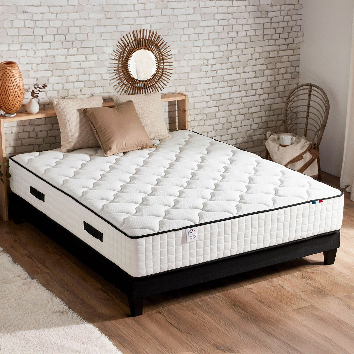 CONFORT DESIGN Hotel Grand Confort Ensemble matelas & sommier 140 x 190 - Ep. 30cm - Ressorts - 7 zones - Fabriqué en France