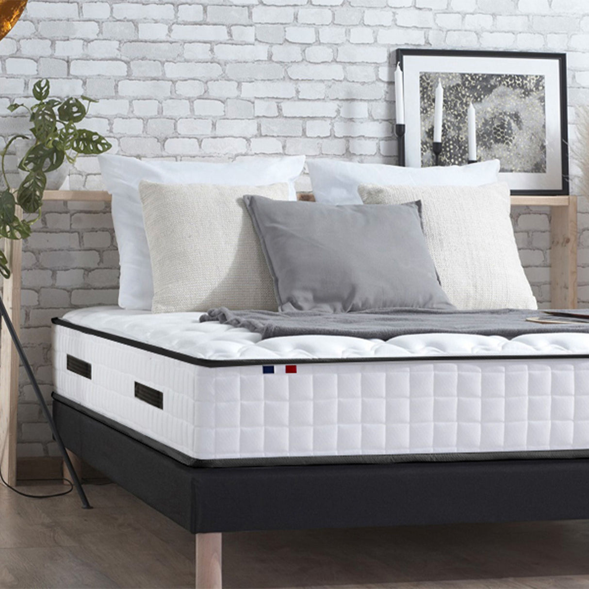 CONFORT DESIGN Marcel Ensemble Matelas & sommier 160 x 200 - Ep.25 cm - Ressorts & Mémoire de forme - Fabriqué en France