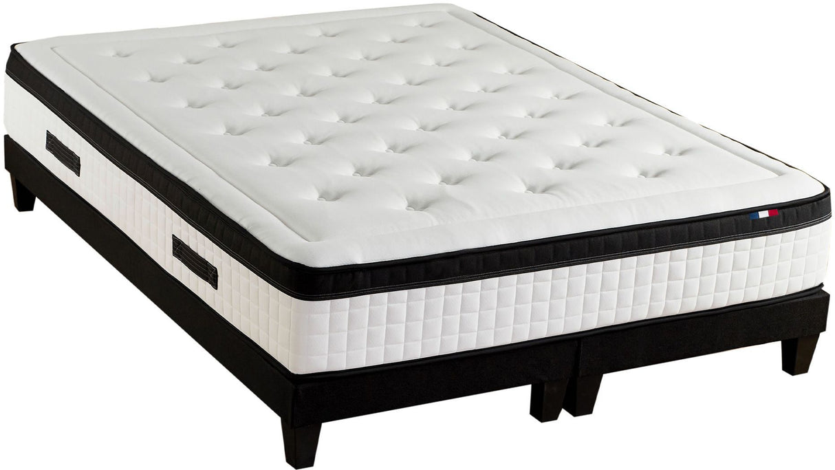CONFORT DESIGN Quatuor Matelas + sommier 180 x 200 - Ep.30 cm - 4 technologies - Ressort/Mémoire/Latex/HR - Fabriqué en France