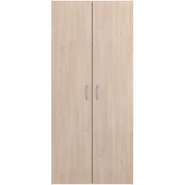 Armoire - EASY LIFE - Décor Chene clair - 2 portes battantes - L80,2 x H180 x P49,7cm - PARISOT