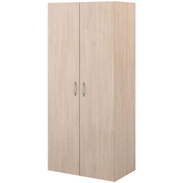 Armoire - EASY LIFE - Décor Chene clair - 2 portes battantes - L80,2 x H180 x P49,7cm - PARISOT