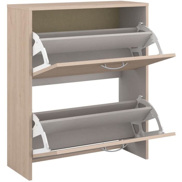 Meuble a chaussures 2 abattants - EASY LIFE - Décor Chene - L66,5 x P25,1 x H78,5cm - PARISOT