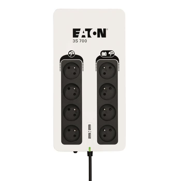 Onduleur/Multiprise/Parafoudre - EATON 3S 700 FR - Off-line UPS - 3S700F - 700VA (8 prises franÁaises + 1 prise protection tel + 2