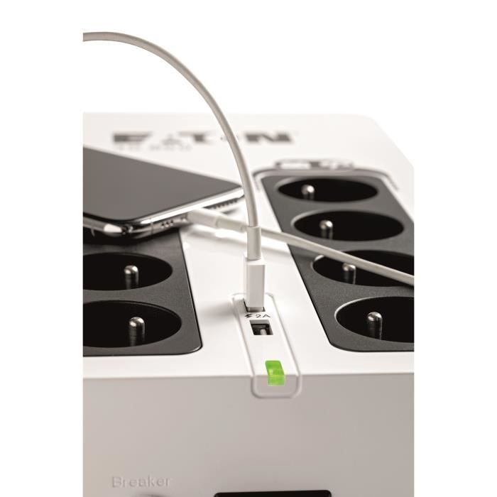 Onduleur/Multiprise/Parafoudre - EATON 3S 700 FR - Off-line UPS - 3S700F - 700VA (8 prises françaises + 1 prise protection tel + 2