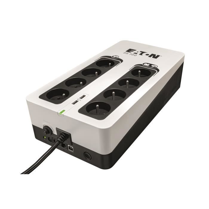 Onduleur/Multiprise/Parafoudre - EATON 3S 700 FR - Off-line UPS - 3S700F - 700VA (8 prises françaises + 1 prise protection tel + 2