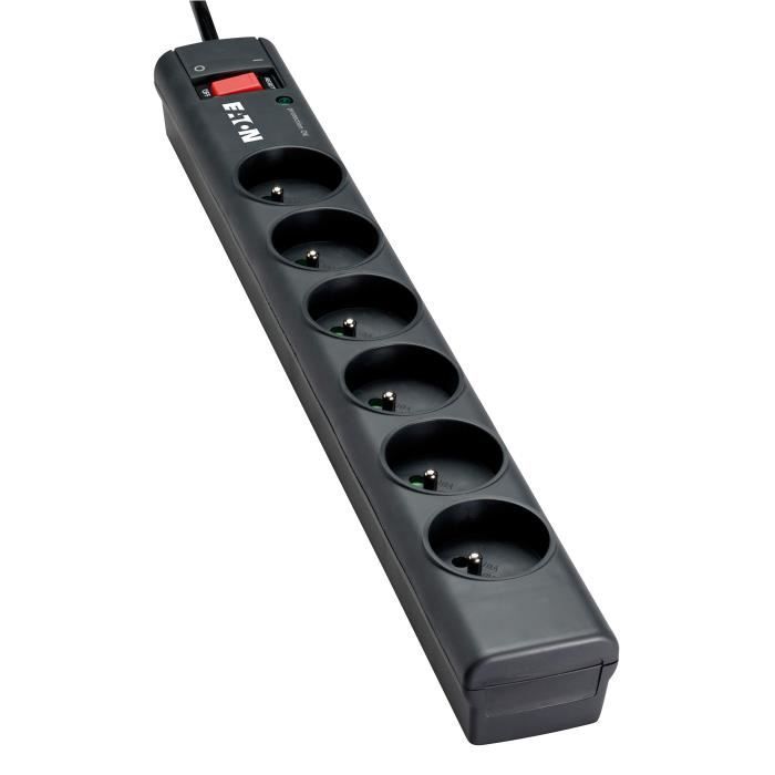 Multiprise/Parafoudre - EATON Protection Strip 6 Tel FR - PS6TF - 6 prises franÁaises + 1 prise tÈlÈphonique RJ - Noir
