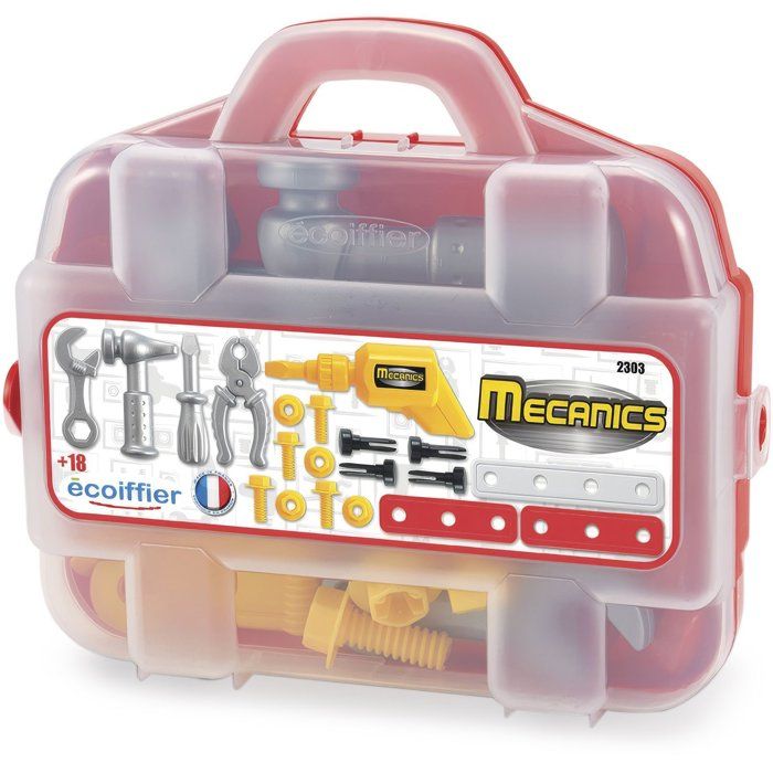 ECOIFFIER Mecanics 2303 - Valisette Mécanique 25,5 cm - 18 mois - Pour Bricoler Partout