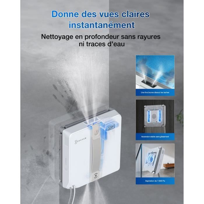 ECOVACS WINBOT Mini - Robot de Nettoyage de vitres - Design Compact - Double Buses avec pulvérisation ultrasonique