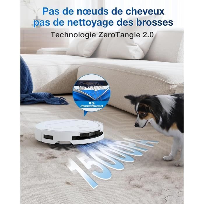 ECOVACS DEEBOT T50 OMNI - Aspirateur Robot Laveur avec Station - 15000Pa - Brosse latérale et serpilliere Extensibles - ZeroTangle