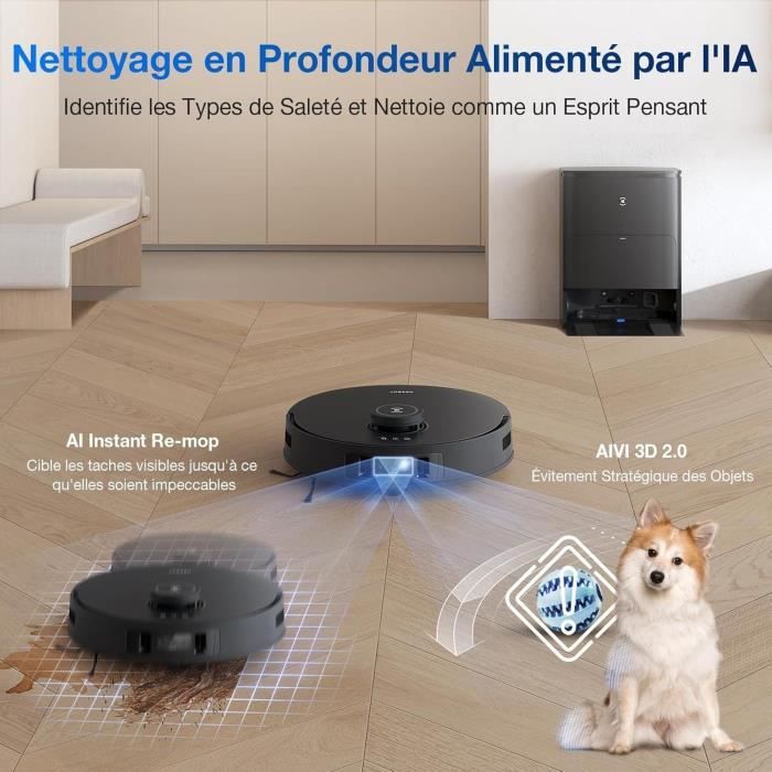 ECOVACS T30S Pro Omni Aspirateur Robot Laveur avec Station - 11000Pa - Brosse ZeroTangle - Nettoyage des serpillieres a l'eau Chaude