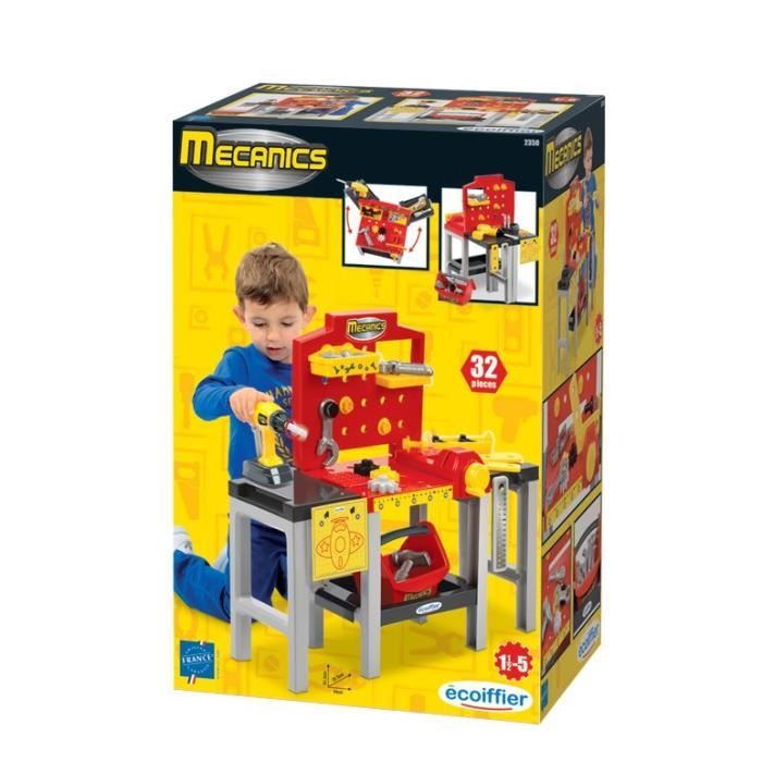 ECOIFFIER Etabli bricolage modulable - 32 pieces - Collection Mecanics - ConseillÈ des 18 mois - Origine France Garantie