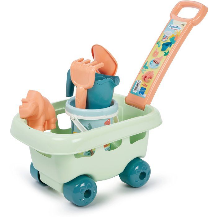 ECOIFFIER Plage 465 - Chariot Dino Garni - 18 mois - Tout transporter a la plage