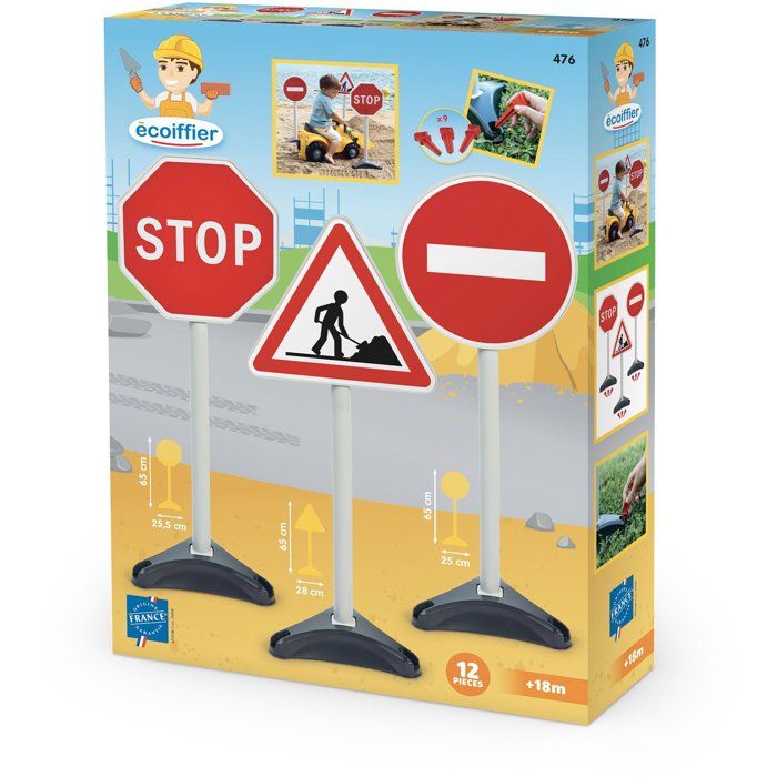 ECOIFFIER Tp 476 - 3 Panneaux Signalisation - 18 mois - Une signalisation grandeur nature