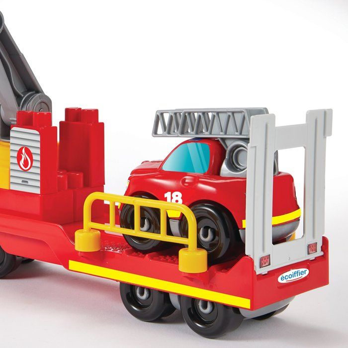 Ecoiffier Intervention pompier, Abrick 3290, Jeu de construction pour enfant, Camion pompier 32 cm, Des 18 mois, Fabriqué en France