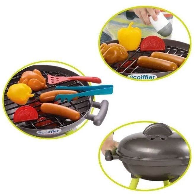 Jouets Ecoiffier - Barbecue Charbon + 16 Accessoires - Outillage de Jardin pour Enfants - FabriquÈ en France